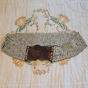 Beaded Belt with Wooden Buckle
